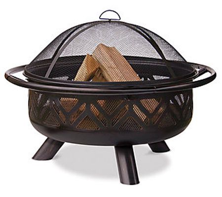 Bronze Wood Burning Fire Bowl with Geometric De ign