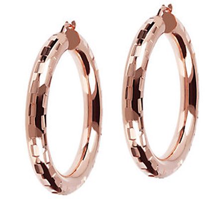 Bronzo Italia 1-1/2" Round Diamond Cut Hoop Ear rings