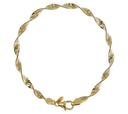 Bronzo Italia 18K Plated Twisted Herringbone Chain Bracelet