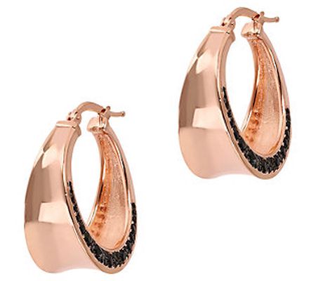 Bronzo Italia Concave Crystal 1" Hoop Earrings