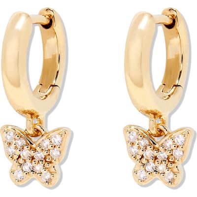 Brook and York Adeline Butterfly Drop Huggie Hoop Earrings in Gold 