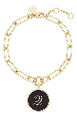 Brook and York Callie Initial Enamel Pendant Bracelet in Gold Q