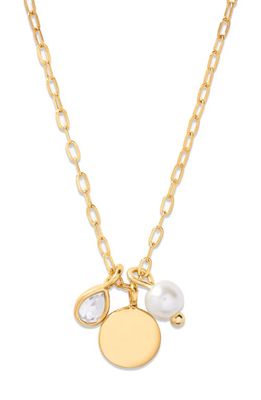 Brook and York Cecilia Crystal & Imitation Pearl Charm Pendant Necklace in Gold