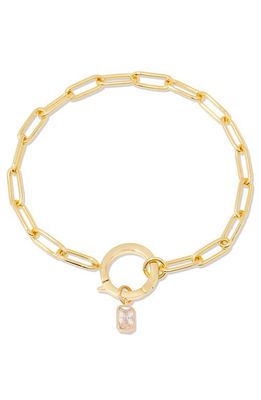 Brook and York Colette Birthstone Paper Clip Chain Bracelet in Gold - April 