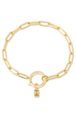 Brook and York Colette Birthstone Paper Clip Chain Bracelet in Gold - August 