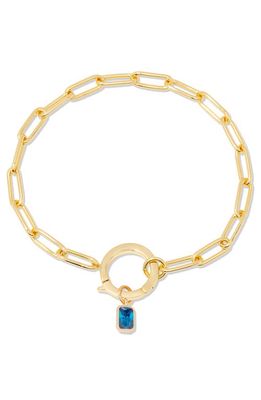 Brook and York Colette Birthstone Paper Clip Chain Bracelet in Gold - December 