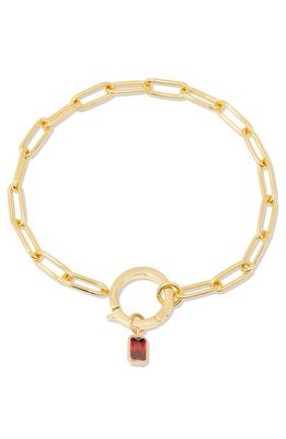 Brook and York Colette Birthstone Paper Clip Chain Bracelet in Gold - January 