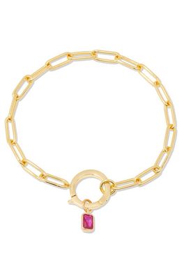 Brook and York Colette Birthstone Paper Clip Chain Bracelet in Gold - July 