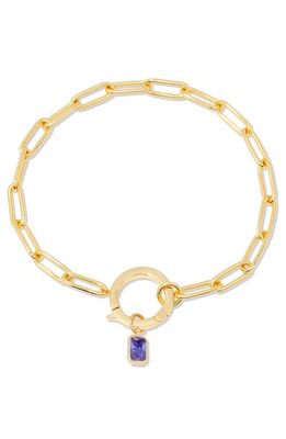 Brook and York Colette Birthstone Paper Clip Chain Bracelet in Gold - June 