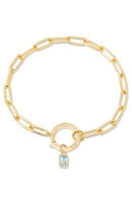 Brook and York Colette Birthstone Paper Clip Chain Bracelet in Gold - March 