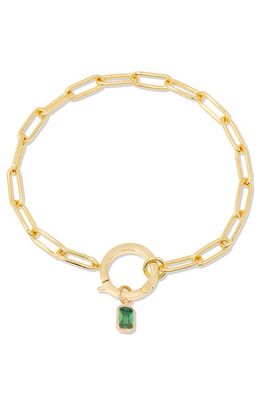 Brook and York Colette Birthstone Paper Clip Chain Bracelet in Gold - May 