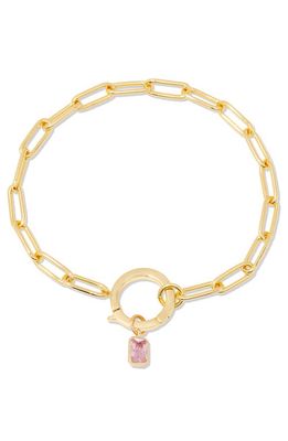 Brook and York Colette Birthstone Paper Clip Chain Bracelet in Gold - October 