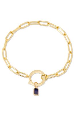 Brook and York Colette Birthstone Paper Clip Chain Bracelet in Gold - September 