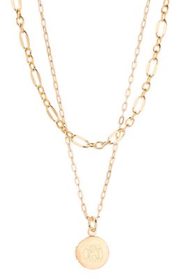 Brook and York Isla Petite Monogram Locket Layering Necklace Set in Gold