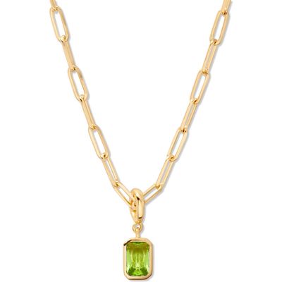 Brook and York Mackenzie Birthstone Paper Clip Chain Pendant Necklace in Gold - August 