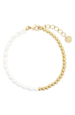 Brook and York Maggie Beaded Freshwater Pearl Bracelet in Gold