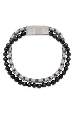 Brook and York Men's Beaded & Chain Layered Bracelet in Black