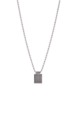 Brook and York Men's Ridged Square Pendant Necklace in Silver