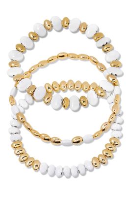 Brook and York Monterey Set of 3 Beaded Bracelets in Gold/White 