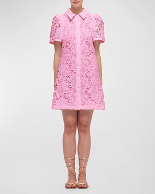 Brooke Button-Down Lace Mini Shirtdress
