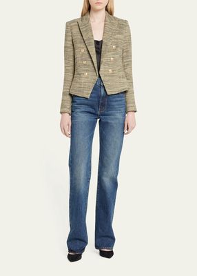 Brooke Tweed Double-Breasted Cropped Blazer