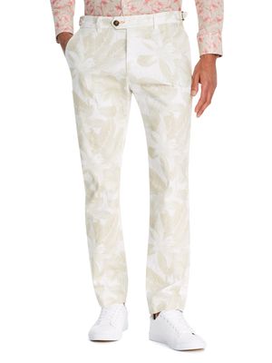 Brooklyn Brigade Men's Cedros Floral Print Slim Fit Pants in Khaki