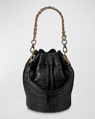 Brooklyn Croc-Embossed Bucket Bag
