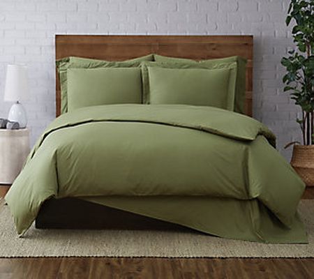 Brooklyn Loom Solid Cotton Percale Full/Queen D uvet Set