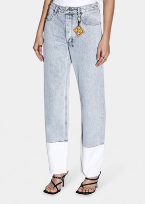 Brooklyn Mid-Rise Relaxed Straight Panel Jeans