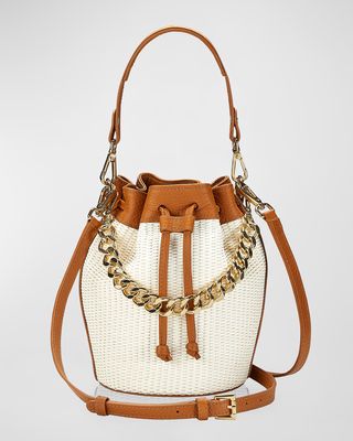 Brooklyn Raffia & Leather Bucket Bag