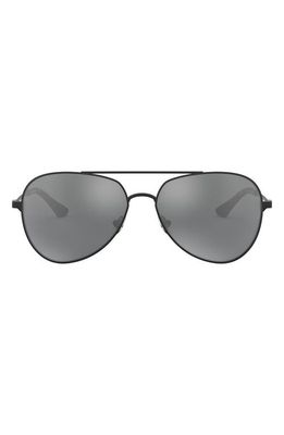 Brooks Brothers 58mm Mirrored Pilot Sunglasses in Matte Black/Grey Mirrored