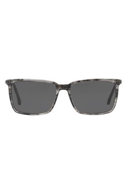 Brooks Brothers 58mm Rectangular Sunglasses in Black Horn/Grey