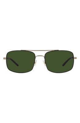 Brooks Brothers 58mm Rectangular Sunglasses in Matte Light Gold/Green