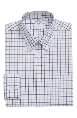 Brooks Brothers Check Non-Iron Stretch Supima Cotton Dress Shirt in Bluebrownwp