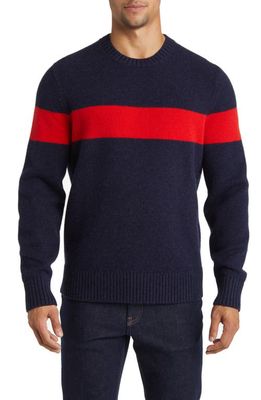 Brooks Brothers Chest Stripe Wool Crewneck Sweater in Navy/Red Stripe