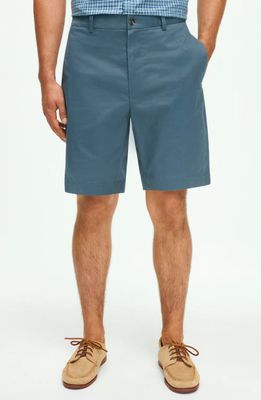 Brooks Brothers Flat Front Stretch Chino Shorts in Bering Sea