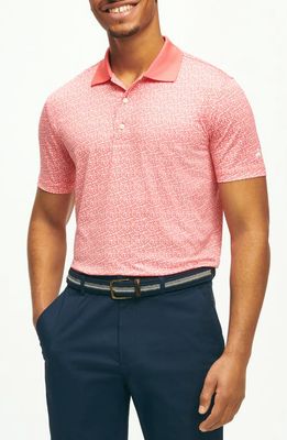 Brooks Brothers Floral Print Performance Golf Polo in Coral