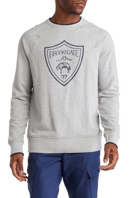 Brooks Brothers French Terry Crest Crewneck Pullover in Grey Multi