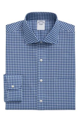 Brooks Brothers Gingham Non-Iron Stretch Supima Cotton Dress Shirt in Hydrangeaging