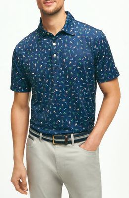 Brooks Brothers Golf Print Performance Golf Polo in Navy Multi