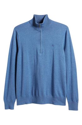 Brooks Brothers Half Zip Supima Cotton Sweater in Dark Blue Heather