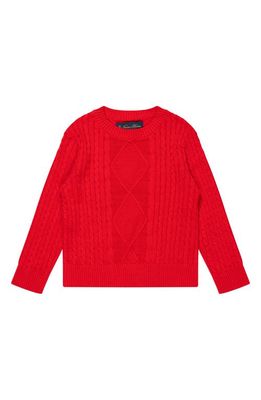 Brooks Brothers Kids' Cable Cotton Crewneck Sweater in Red