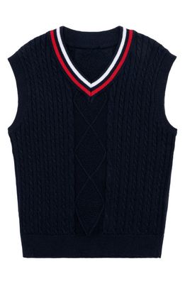 Brooks Brothers Kids' Cable Knit Vest in 604 Navy