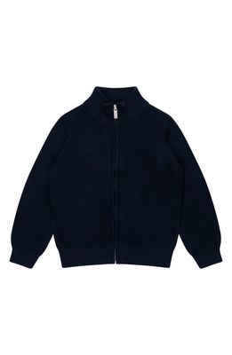 Brooks Brothers Kids' Cotton Zip-Up Cardigan in Navy