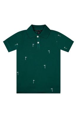 Brooks Brothers Kids' Embroidered Golf Flag Piqué Polo in Green Dark