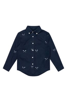 Brooks Brothers Kids' Lacrosse Print Cotton Button-Down Shirt in Navy
