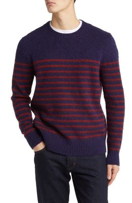 Brooks Brothers Mariner Stripe Brushed Wool Sweater in Nvy Rd Brshd Marine