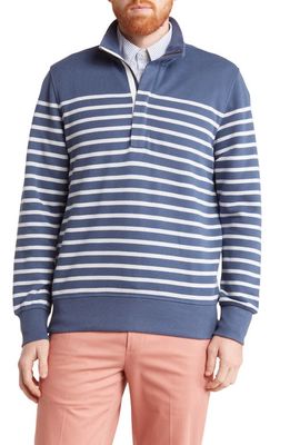 Brooks Brothers Mariner Stripe Cotton Blend Half-Zip Sweatshirt in Blue/White
