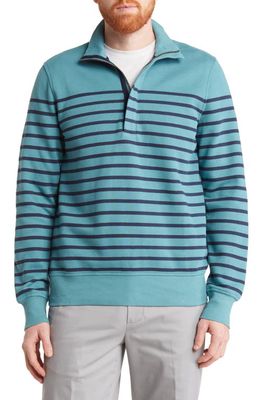 Brooks Brothers Mariner Stripe Half Zip Cotton Blend Sweatshirt in Green/Blue