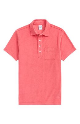 Brooks Brothers Men's Solid Terry Cloth Pocket Polo in Spiced Coral